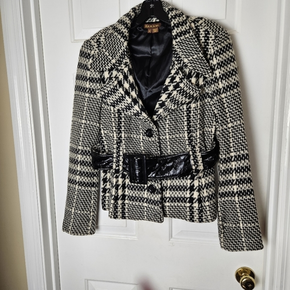 BARAMI Classic Houndstooth Black/White Women Jacket Size 12
